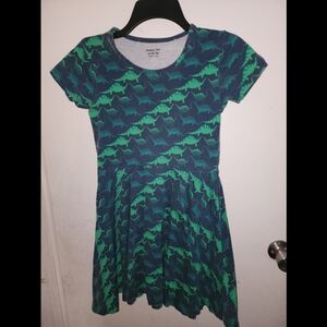 Svaha | Girls 9/10 Navy Dinosaur Print Twirl Dress w/ Pockets EUC